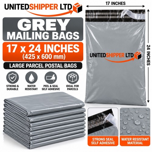 100 grey mailing bags 17x24 - bags, 17x24"