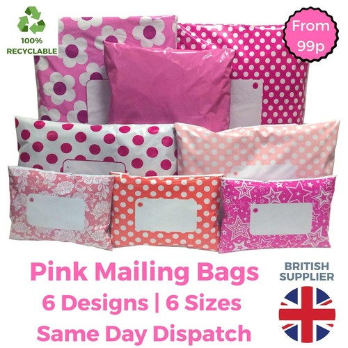 Pink postage mailing bags - pink,
